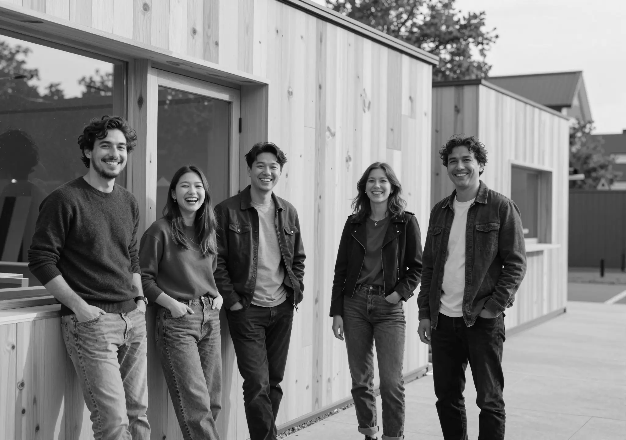 Bild vom fünf köpfigen Team der Manufaktur lachend vor der Kamera.